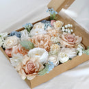 Boîte à fleurs de mariage Roses bleues et blanches