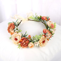Bridal Wreath Headpiece Champagne and Orange Rose