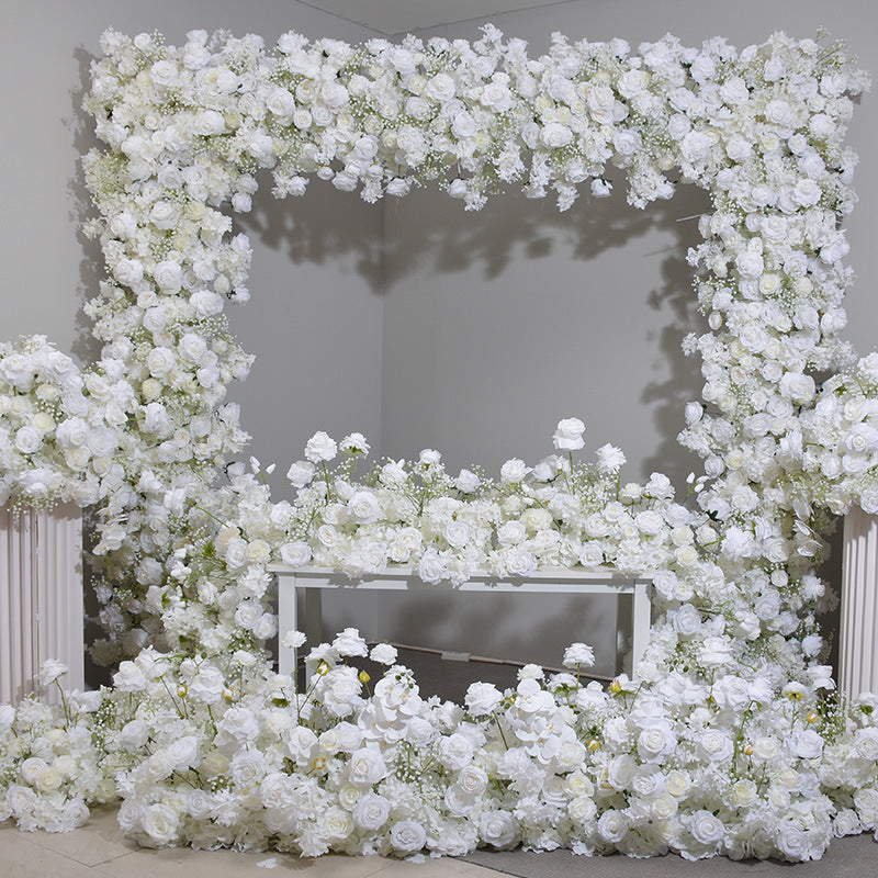 Simulation de souffle de bébé, arc carré de fleurs, décoration de rangées de fleurs, boule de fleurs, nouvelle décoration de mariage