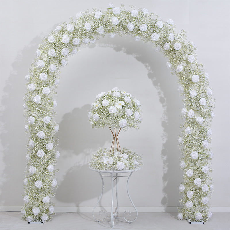 Rangée de fleurs pleine étoile 5d, décoration d'arc de mariage, longue rangée de fleurs, affichage de fenêtre de Table de mariage, boule de fleurs en plomb, nouvelle collection