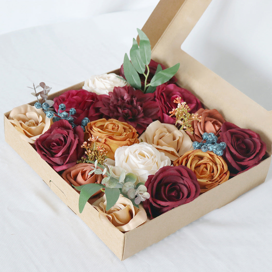 Wedding Flower Box Dark Red Rose