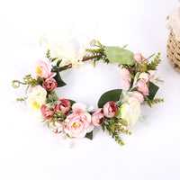 Bridal Wreath Headpiece Pink and White Roses
