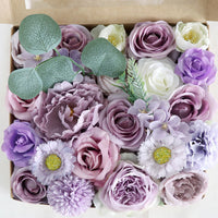 Boîte à fleurs de mariage roses et pivoines violettes