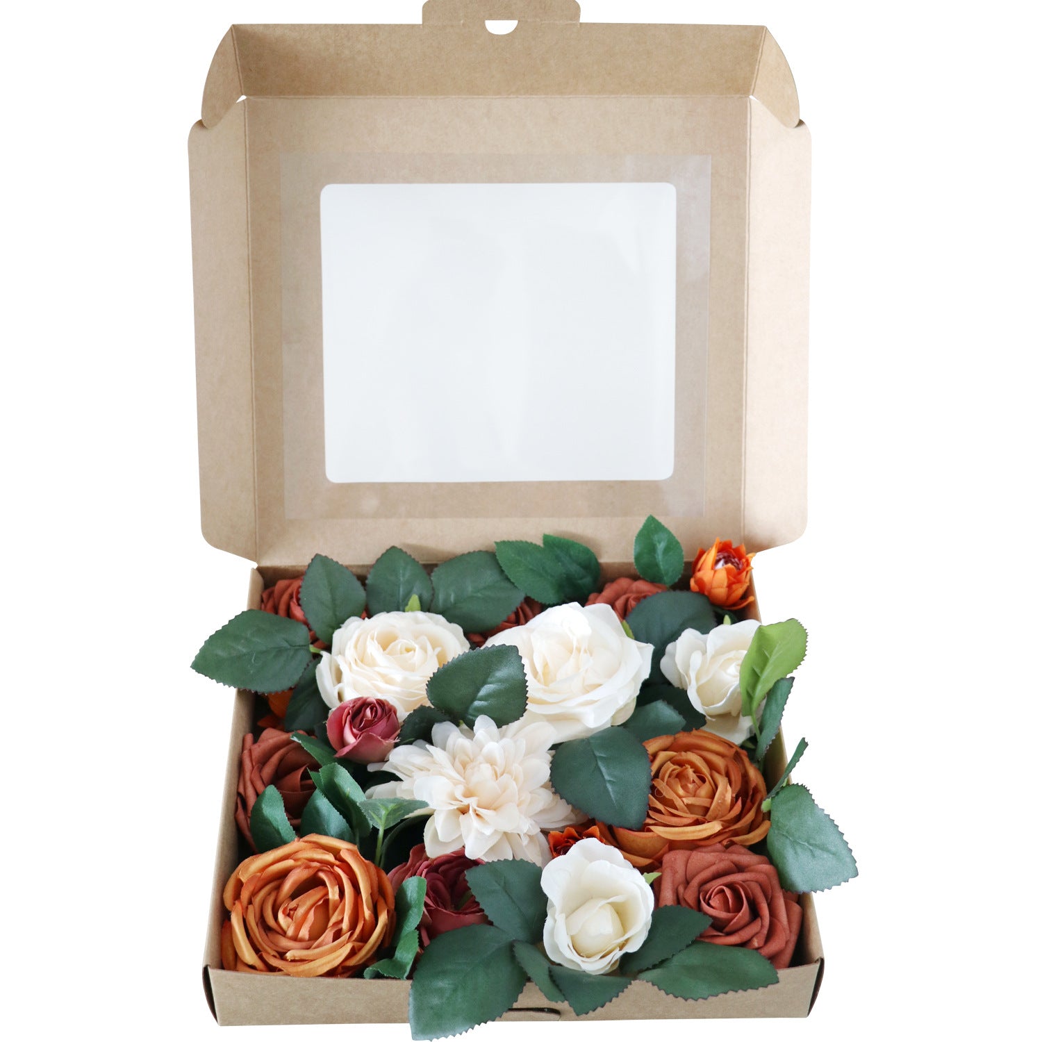Boîte à fleurs de mariage Roses et pivoines orange