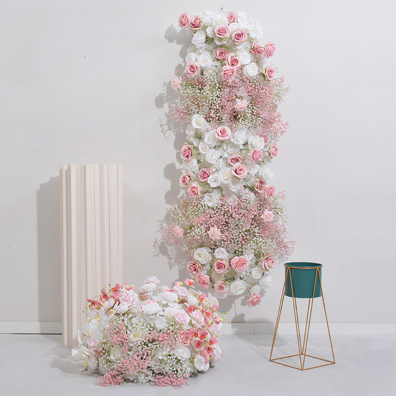 Roses d'hortensia simulées pleines d'étoiles, rangée de fleurs, décoration d'arc de fond de mariage, pour Table de mariage