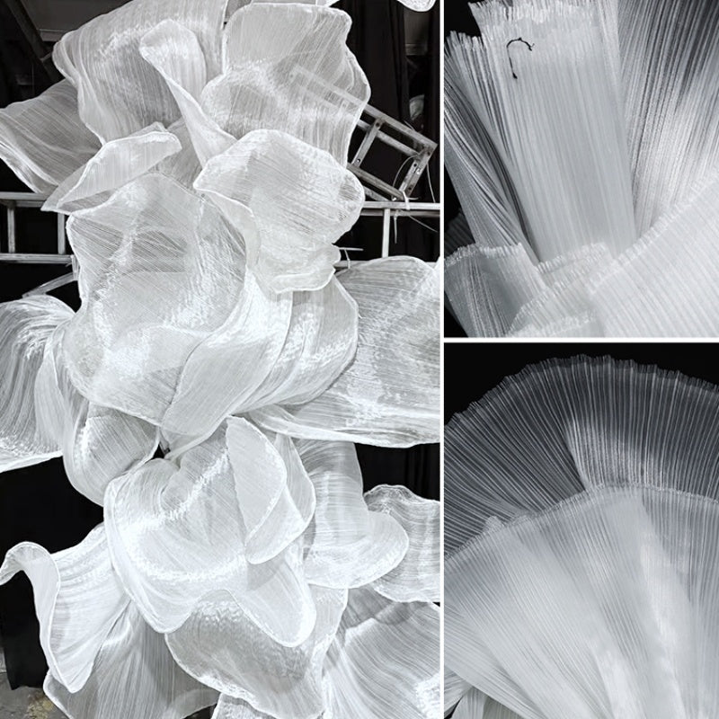 Light Pleated Texture Organza Lace Fabric Wedding Decorative Background Yarn Wedding Flower Modeling