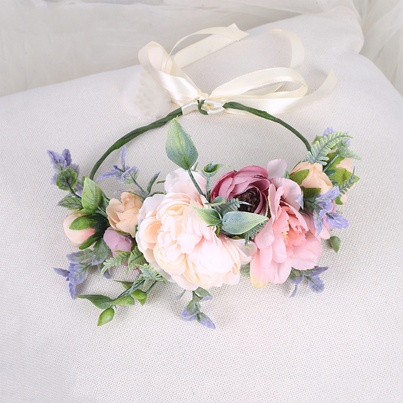 Bridal Wreath Headpiece Pink Roses And Champagne