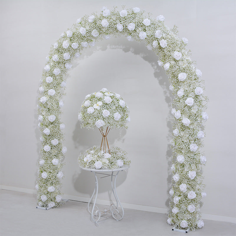 Rangée de fleurs pleine étoile 5d, décoration d'arc de mariage, longue rangée de fleurs, affichage de fenêtre de Table de mariage, boule de fleurs en plomb, nouvelle collection