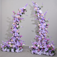 5D New Purple Simulated Flower Art Iron Ox Horn Shelf Decoration Long Row Flower Wedding Site Layout