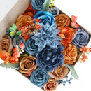 Boîte à fleurs de mariage bleu orange rose