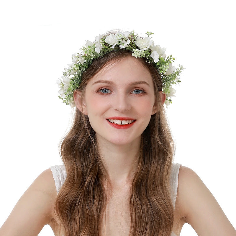 Couronne de mariée avec fleurs beiges