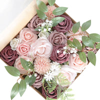 Wedding Flower Box Pink and Purple Roses