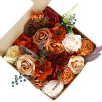 Boîte à fleurs de mariage roses orange et champagne