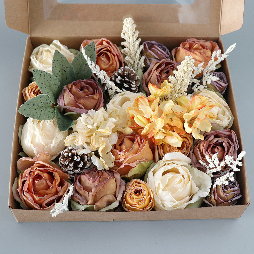 Wedding Flower Box Orange Roses And Champagne