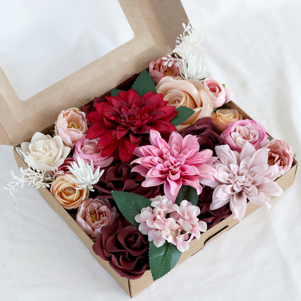 Boîte à fleurs de mariage chrysanthème rose
