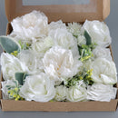 Wedding Flower Box White Green Leaf Peony