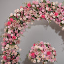 Simulation d'arc de fond de fleur, cadre en fer, décoration de rangée de roses artificielles, fenêtre d'exposition, aménagement du hall d'exposition