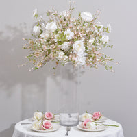 Nouvelle décoration de Table de mariage 5D, fleur, disposition de fond de scène de mariage, Simulation de saule de neige, boule de broderie, boule de Rose