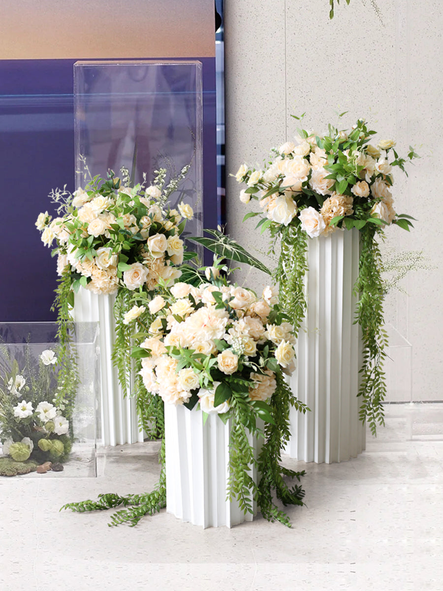 Ornements de pilier romain, boules de fleurs de Simulation florale, décoration de scène de mariage