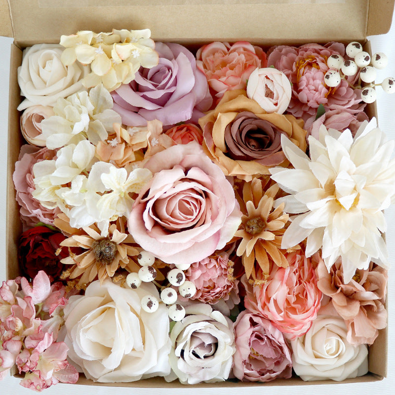 Boîte à fleurs de mariage Champagne rose caramel
