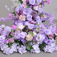 5D New Purple Simulated Flower Art Iron Ox Horn Shelf Decoration Long Row Flower Wedding Site Layout
