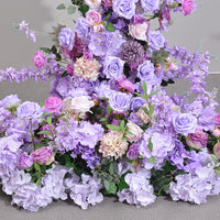 Simulation de fleur violette 5D, décoration d'étagère en corne de bœuf en fer, longue rangée de fleurs, aménagement de Site de mariage