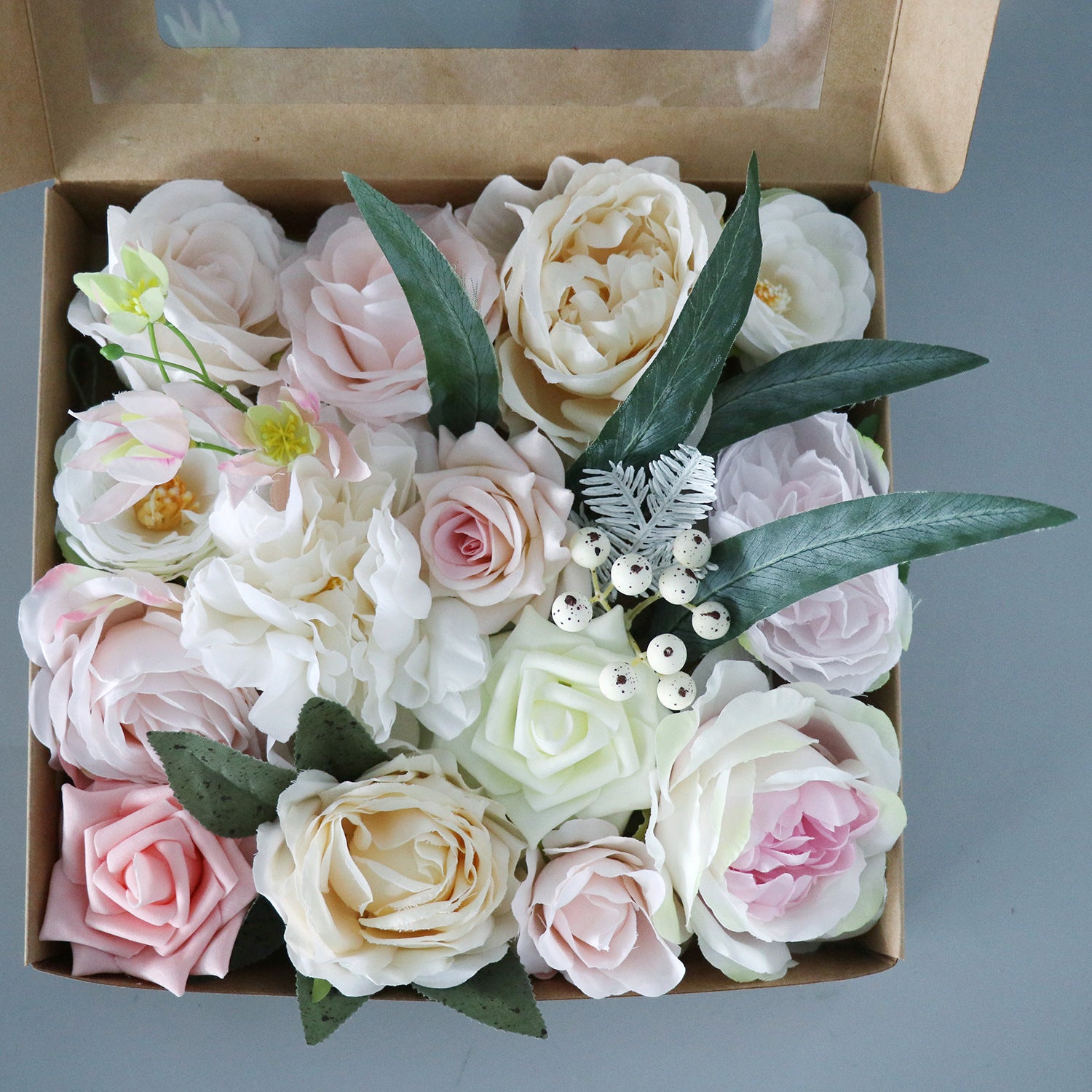 Wedding Flower Box Pink and White Roses