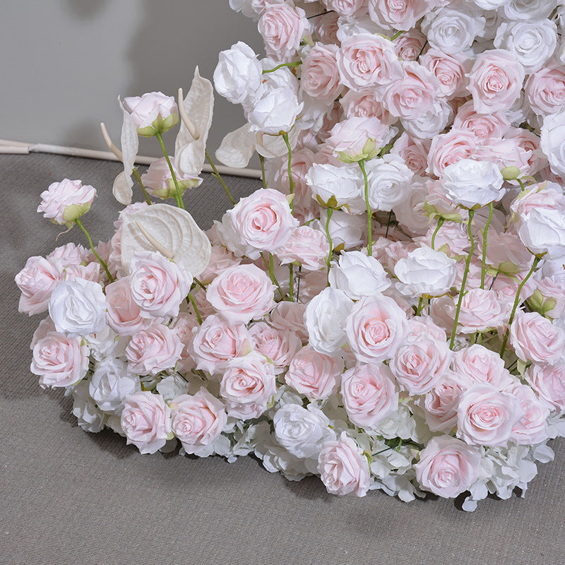 Tour à gâteau rose 5d, support en corne d'arc de fleurs, décoration de pavillon rond, disposition de fleurs, proposition de mariage, Simulation de rangée de fleurs