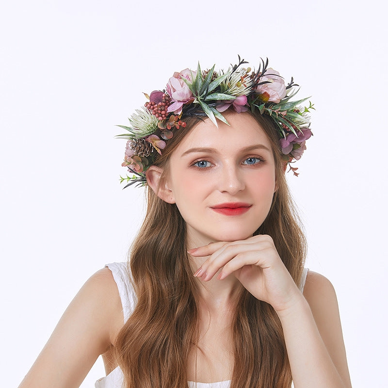 Couronne de mariée avec rose violette