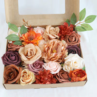 Boîte à fleurs de mariage roses et pivoines rouge foncé