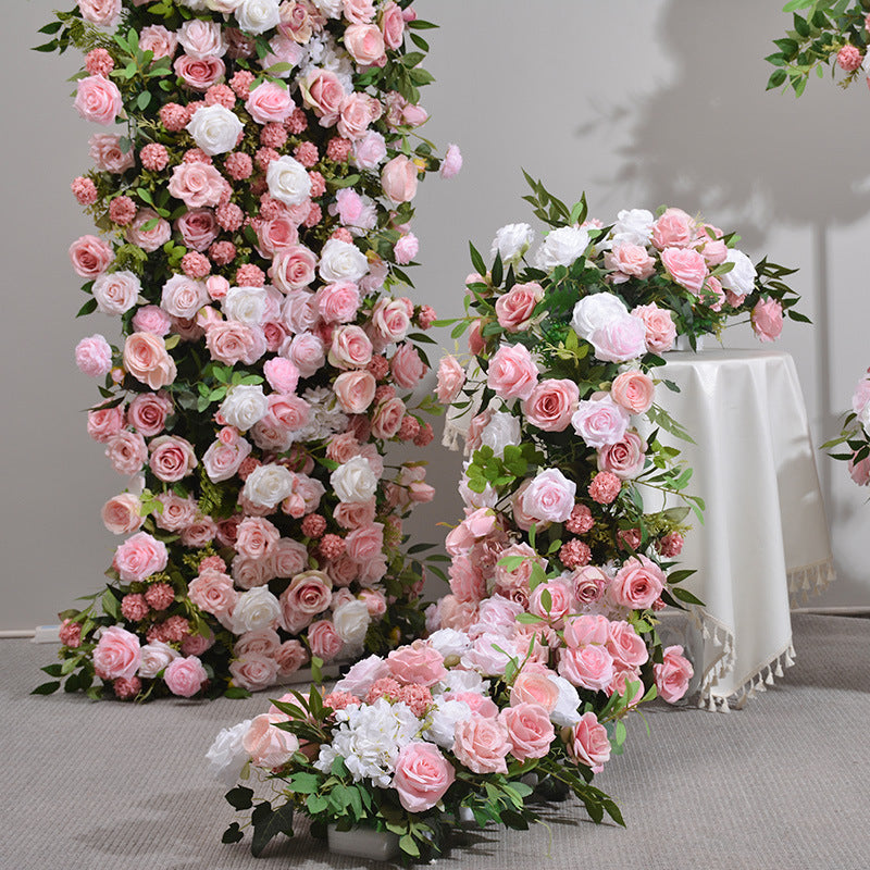 Nouveau 5D rose Simulation florale décoration de mariage rangées de fleurs boules de fleurs arc décoration