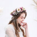 Bridal Wreath Headpiece Beige and Purple Daisy