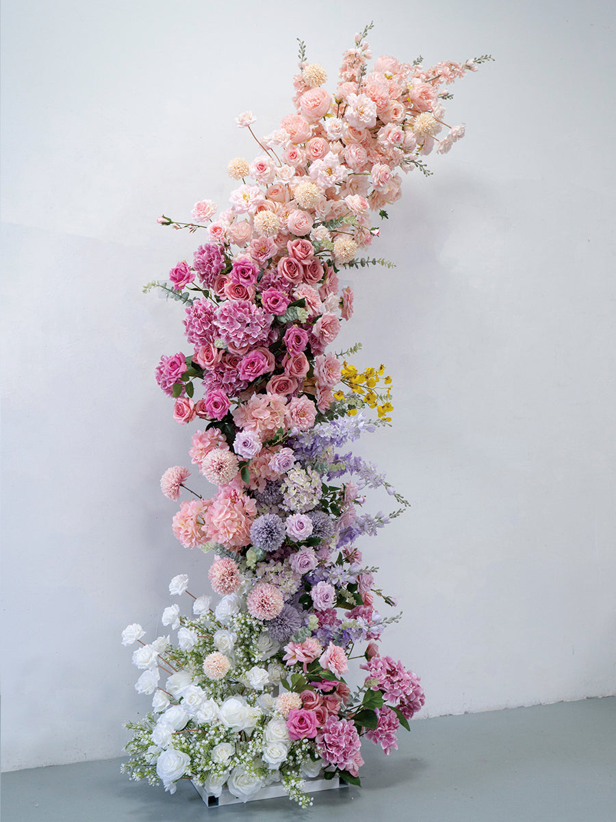 Arche de décoration de mariage rose violet, ensemble d'art floral, fond de fleur de Simulation
