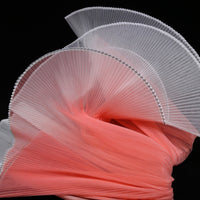 Gradient Pink Pleated Organza Crinkle Fabric With Rigid And Wide Trim Stage Handmade Dress Designer Fabrics