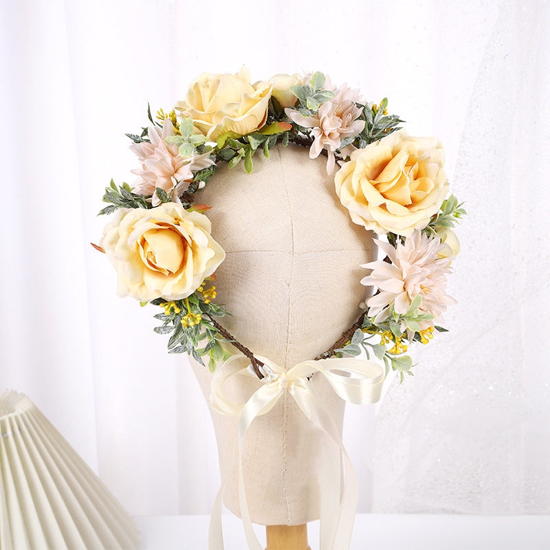 Bridal Wreath Headpiece Light Yellow Rose