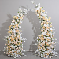 New Rose Ox Horn Frame Simulated Flower Art Wedding Background Decoration Simulated Flower Church Window Exhibition Hall Arch Layout 5D Ox Horn Flower