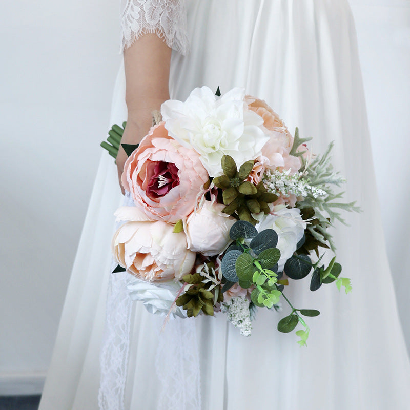 Hand Bouquet Lotus Root Pink Peony