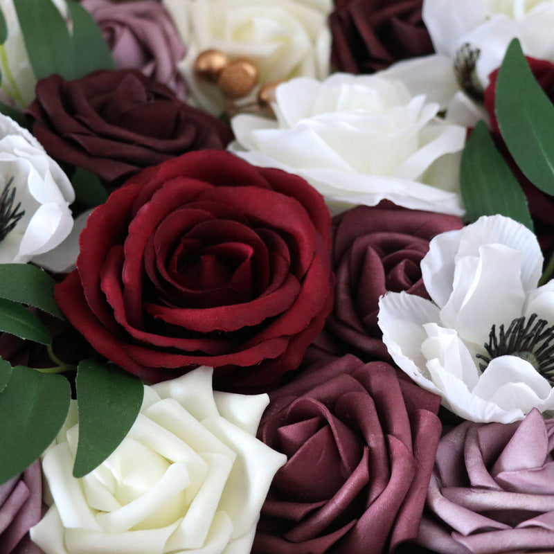 Wedding Flower Box White Dark Red Rose