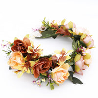 Bridal Wreath Headpiece Orange and Pink Rose