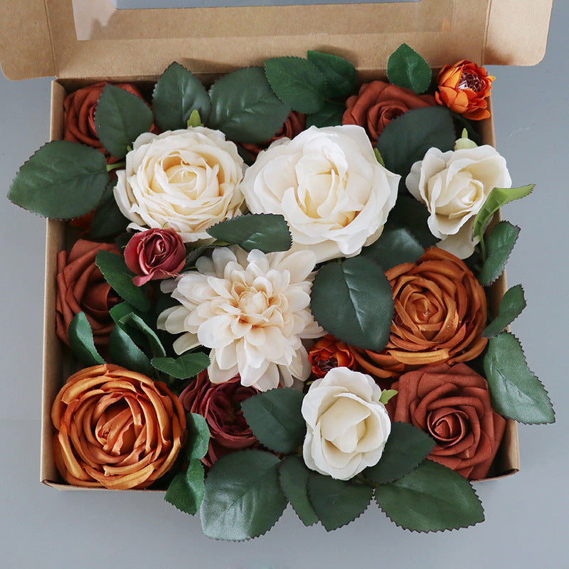 Boîte à fleurs de mariage Roses et pivoines orange