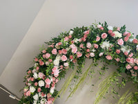 Circular Shelf Floral Exhibition Hall Decoration Pink Rose Embroidered Ball Hanging Flowers Wedding Decoration Circular Simulation Flowers
