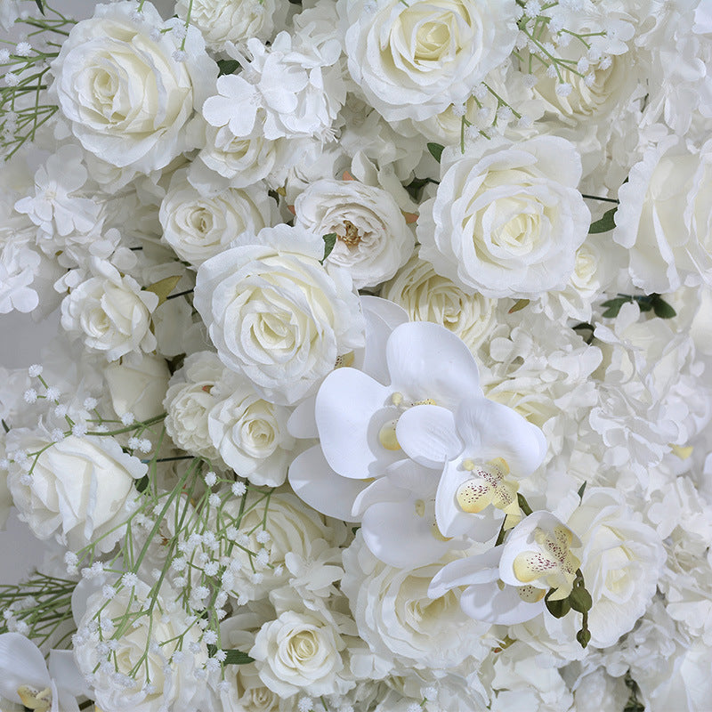 Décoration d'arc de mariage, proposition artistique florale, salle d'exposition, affichage de fleurs, décoration d'arc de mariage, Arrangement de roses brodées