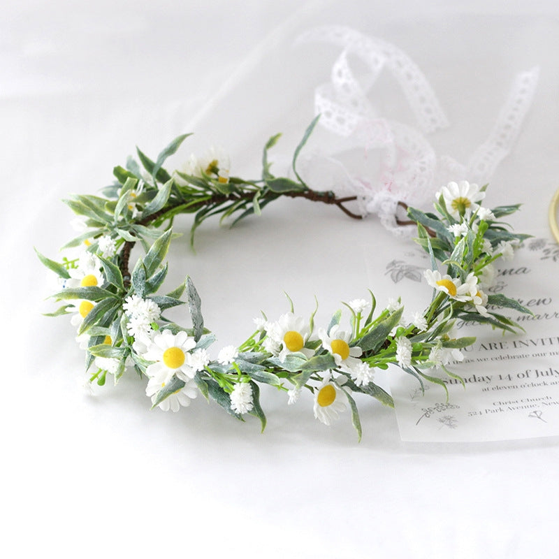 Couronne de mariée, feuilles de marguerite