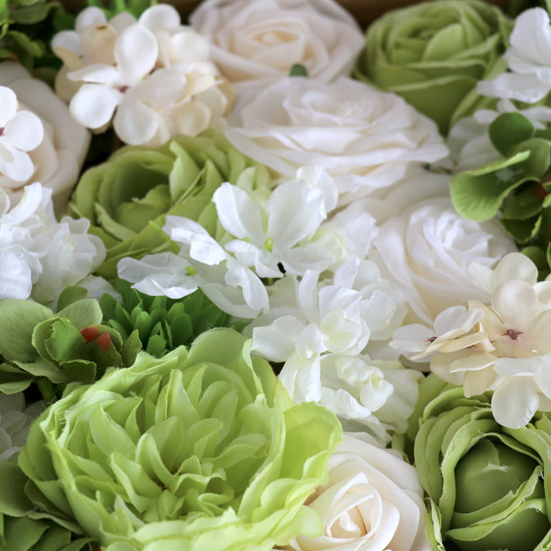 Boîte à fleurs de mariage Rose Hortensia blanc vert