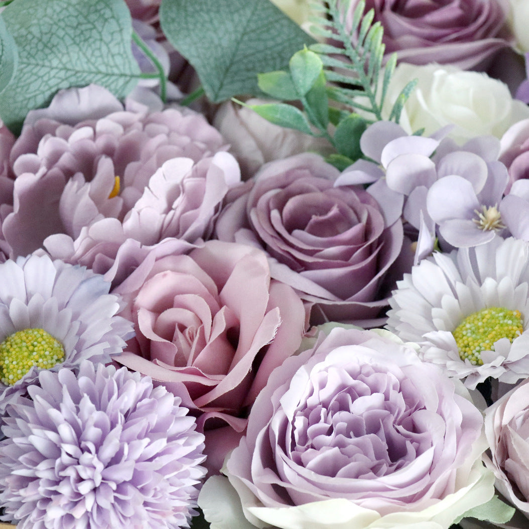 Wedding Flower Box Purple Roses and Peonies