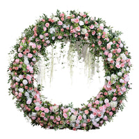 Étagère circulaire, décoration de salle d'exposition florale, Rose Rose, boule brodée, fleurs suspendues, décoration de mariage, fleurs de Simulation circulaires