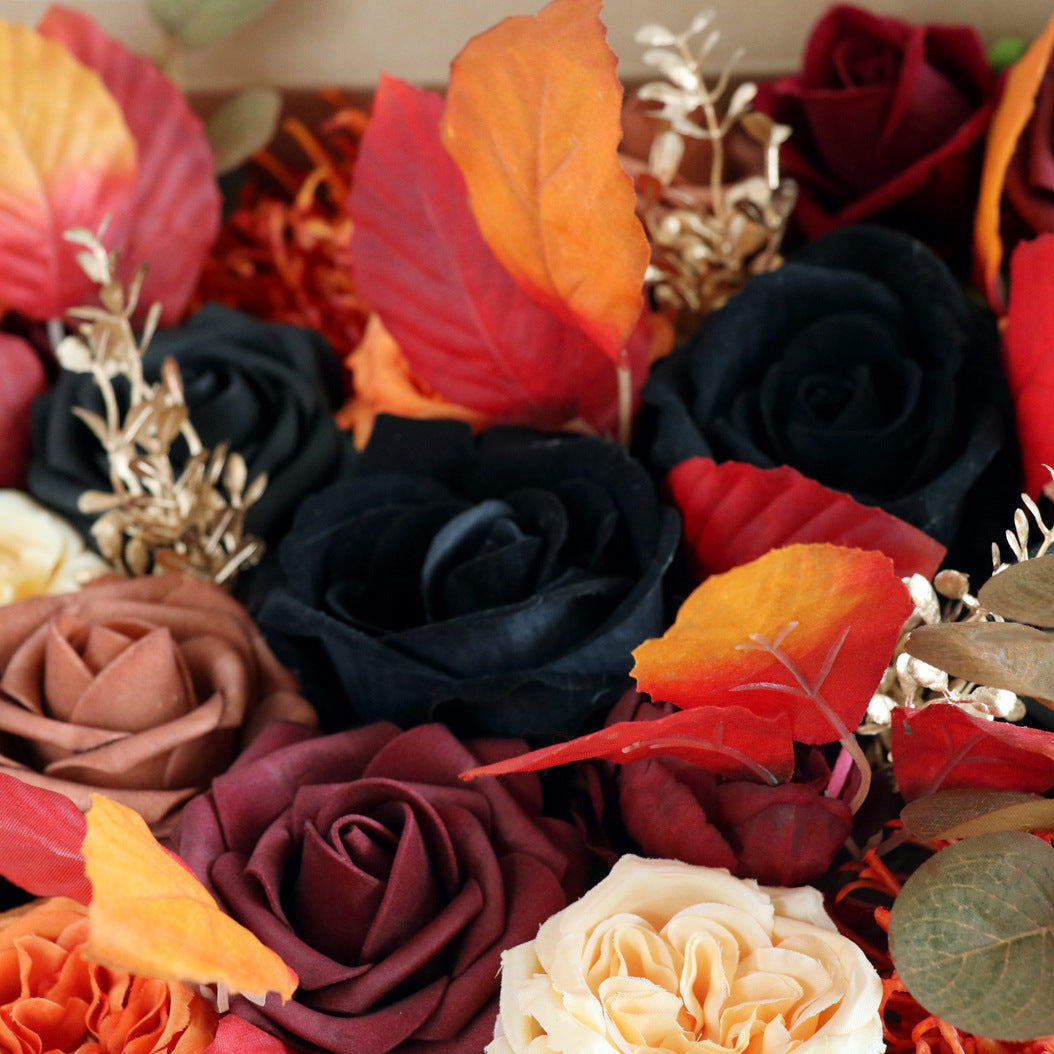 Boîte à fleurs de mariage Rose orange noire