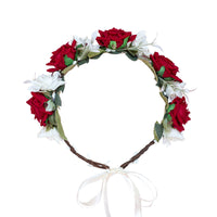 Bridal Wreath Headpiece Red and White Roses