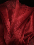 Wine Red Glossy Pleated Texture Wedding Dress Styling Fabric