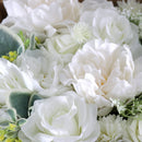 Boîte à fleurs de mariage pivoine à feuilles vertes blanches